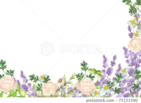 Herb garden frame watercolor illustration Herb garden frame watercolor illustration 75153390