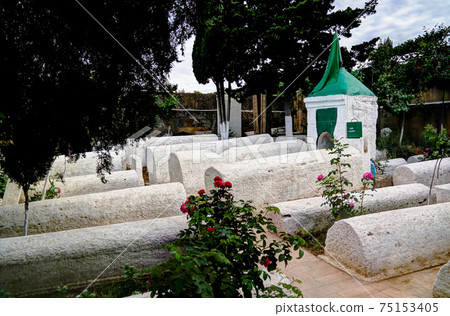 panorama view to Kyrhlyar muslim Cemetery in Derbent, Dagestan, Russia 75153405