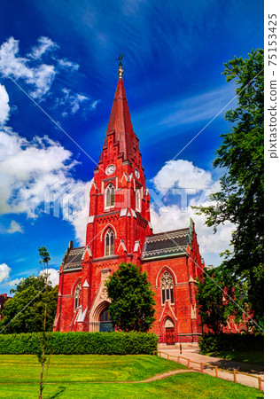 Exterior view to All Saints Church aka Allhelgonakyrkan, Lund, Sweden 75153425