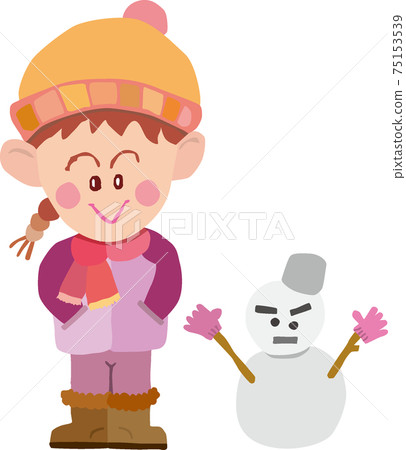 A girl wearing a knit hat that makes a snowball A girl wearing a knit hat that makes a snowball 75153539