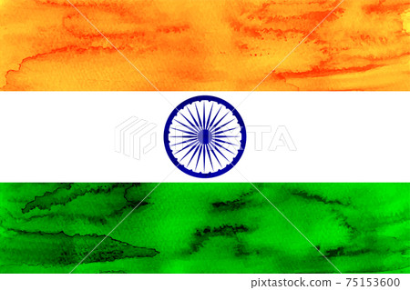 Indian flag watercolor Japanese paper - Stock Illustration [75153600] -  PIXTA