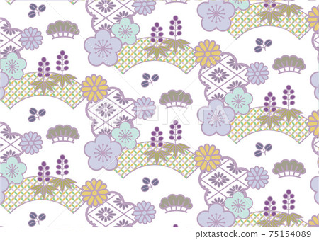 西陣織日式無縫花紋日式背景素材 75154089