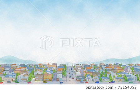Residential area watercolor style hand-drawn style illustration Residential area watercolor style hand-drawn style illustration 75154352