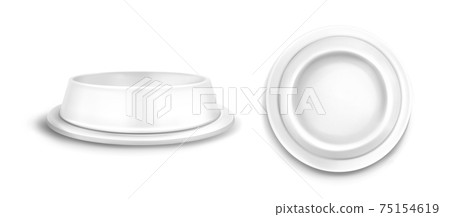 Pet bowl mockup front and top view, blank dish 75154619