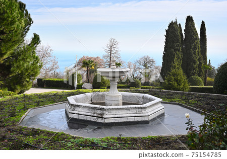 Old fountain in beautiful garden of Livadia Palace in Crimea Old fountain in beautiful garden of Livadia Palace in Crimea 75154785
