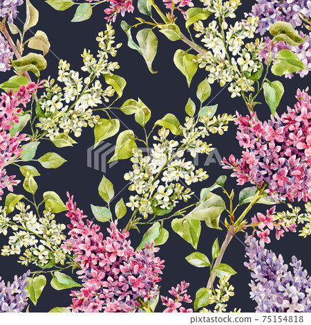 Beautiful floral spring seamless pattern with watercolor gentle lilac flowers. Stock illustration. Beautiful floral spring seamless pattern with watercolor gentle lilac flowers. Stock illustration. 75154818