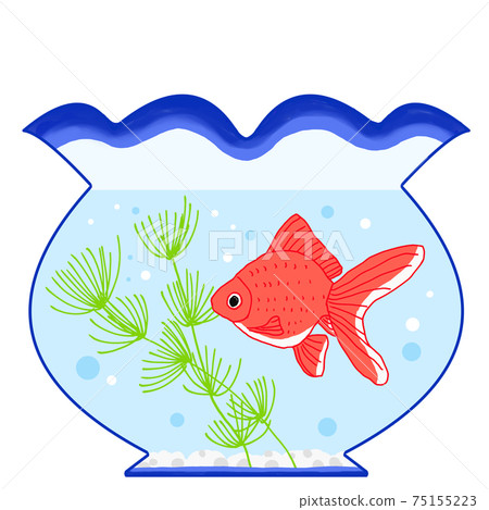 Illustration of a fishbowl where goldfish are swimming 75155223