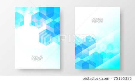 Annual Report Design Template. Blue Hexagon,... - Stock Illustration ...