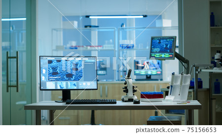 Chemist laboratory with nobody in it modernly equipped 75156653