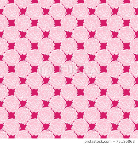 Seamless pattern with pink roses, white stroke. Hand draw texture flower. Line brush style. Vector background. Seamless pattern with pink roses, white stroke. Hand draw texture flower. Line brush style. Vector background. 75156868