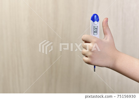 Thumbs up gesture and thermometer with 36.6. 75156930