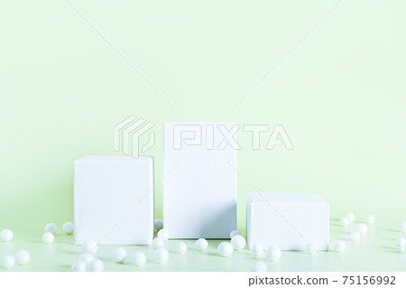 White empty podium stands on light color background. White empty podium stands on light color background. 75156992