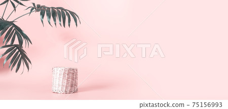 Wicker empty podium on light color neutral background. Wicker empty podium on light color neutral background. 75156993