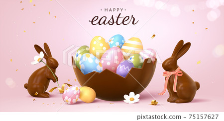 3d chocolate Easter banner 75157627