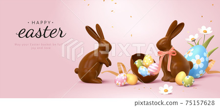 Elegant 3d Easter banner 75157628