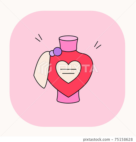 Cartoon bottle of perfume. Cute doodle bottle of perfume essence. Cartoon bottle of perfume. Cute doodle bottle of perfume essence. 75158628