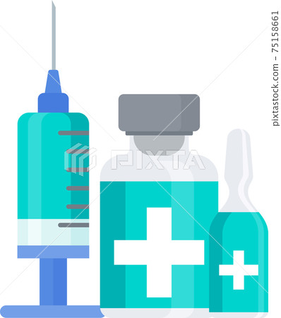 Vaccination icon. Syringe and dose of vaccine. Protect people Vaccination icon. Syringe and dose of vaccine. Protect people 75158661