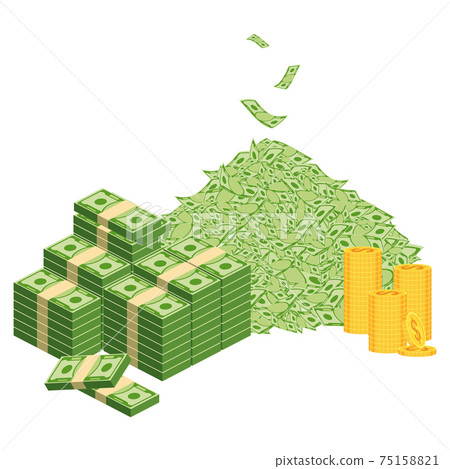 Hand holding pile of money banknotes. Symbol of wealth Hand holding pile of money banknotes. Symbol of wealth 75158821