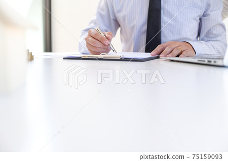 Business people signing contract making a deal with real estate agent Concept for consultant and home insurance concept. Business people signing contract making a deal with real estate agent Concept for consultant and home insurance concept. 75159093