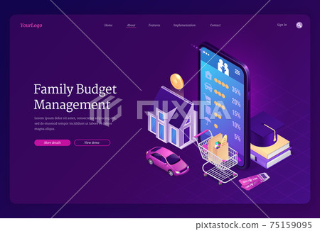 Family budget management isometric landing page Family budget management isometric landing page 75159095