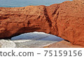 Close-up of natural giant arch and a small man 75159156