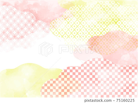 Pale Japanese-style background material cloud yellow and red pattern 75160225