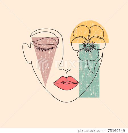 Poster with minimal woman face 75160349