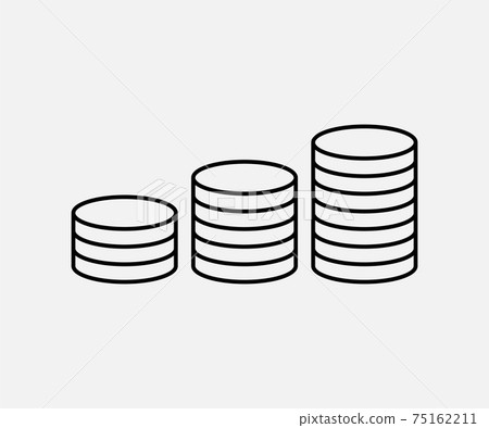 Coins stack, money icon. Vector illustration, flat design. Coins stack, money icon. Vector illustration, flat design. 75162211