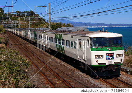 Limited express dancer going along the coastline (185 series 15 cars) 75164904