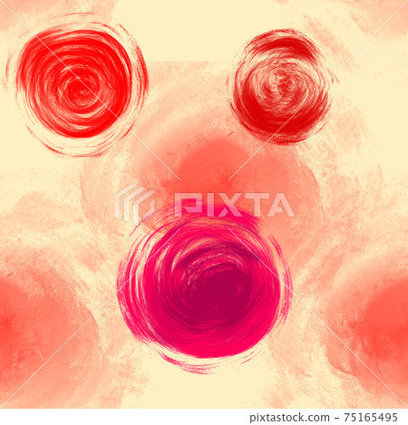 Seamless pattern with abstract flowers of red and 75165495
