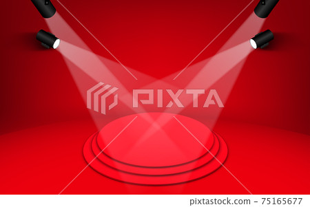 red podium with spotlight in the red room 75165677