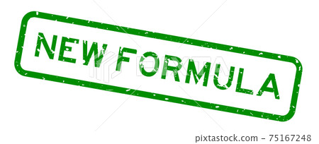 Grunge green new formula word square rubber seal stamp on white background 75167248