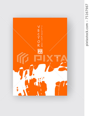 Orange ink brush stroke on white background. Japanese style. Orange ink brush stroke on white background. Japanese style. 75167987