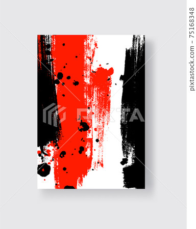 Black and Red ink brush stroke on white background. Japanese style. 75168348