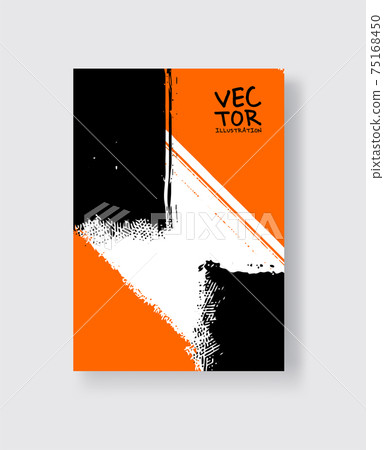 Black orange ink brush stroke on white background. Minimalistic style. 75168450