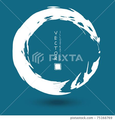 White ink round stroke on blue background. 75168769