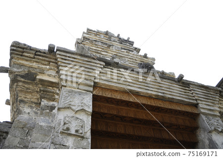 JOGJAKARTA, INDONESIA -JUNE 12, 2014: Stone work design and detail at Old Masjid Besar Mataram Kotagede, Jogjakarta Indonesia. According to history, the mosque was build on 1575. JOGJAKARTA, INDONESIA -JUNE 12, 2014: Stone work design and detail at Old Masjid Besar Mataram Kotagede, Jogjakarta Indonesia. According to history, the mosque was build on 1575. 75169171