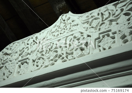 JOGJAKARTA, INDONESIA -JUNE 12, 2014: Stone work design and detail at Old Masjid Besar Mataram Kotagede, Jogjakarta Indonesia. According to history, the mosque was build on 1575. JOGJAKARTA, INDONESIA -JUNE 12, 2014: Stone work design and detail at Old Masjid Besar Mataram Kotagede, Jogjakarta Indonesia. According to history, the mosque was build on 1575. 75169174