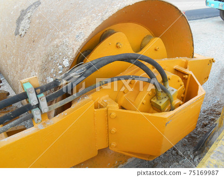 SEREMBAN, MALAYSIA -JANUARY 07, 2017: Single Drum Vibratory Rollers used in roadworks at the construction site.  75169987