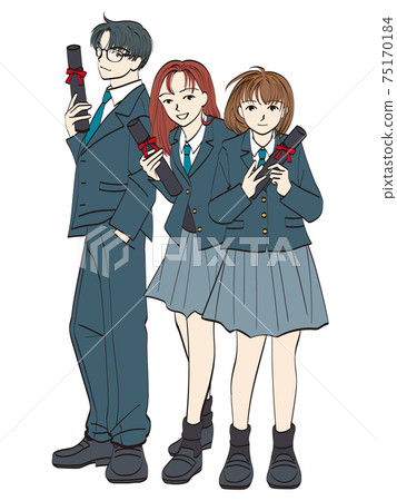 高中女生和男生微笑文憑 高中女生和男生微笑文憑 75170184