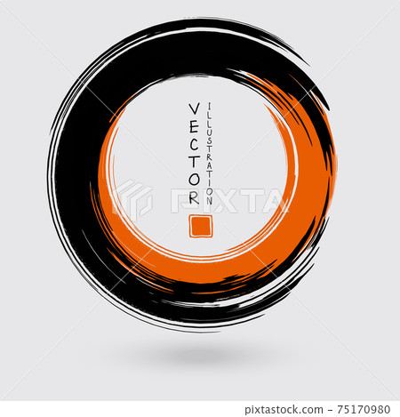 Black and orange ink round stroke on white background. 75170980