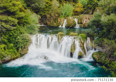 Beautiful waterfall in Krka National Park Croatia Beautiful waterfall in Krka National Park Croatia 75172130