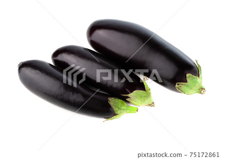 Eggplant on a white background. Fresh eggplant close up on a white background. Eggplant on a white background. Fresh eggplant close up on a white background. 75172861