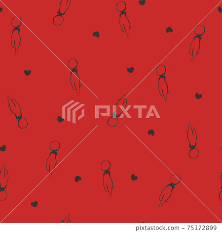 Sexy girl silhouette seamless pattern. Cute girl and heart seamless background. Sexy girl silhouette seamless pattern. Cute girl and heart seamless background. 75172899