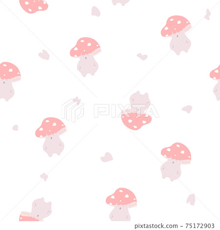 Cute red mushroom seamless pattern. Fantasy toadstool pattern design. Cute red mushroom seamless pattern. Fantasy toadstool pattern design. 75172903