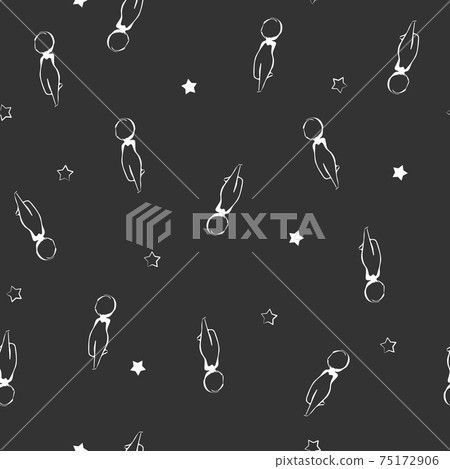 Girl and stars silhouette seamless pattern. Cute plump girl and stars seamless background. Stars and chubby lady in random position pattern. Sexy ornament with girl silhouette for fabric or panties Girl and stars silhouette seamless pattern. Cute plump girl and stars seamless background. Stars and chubby lady in random position pattern. Sexy ornament with girl silhouette for fabric or panties 75172906