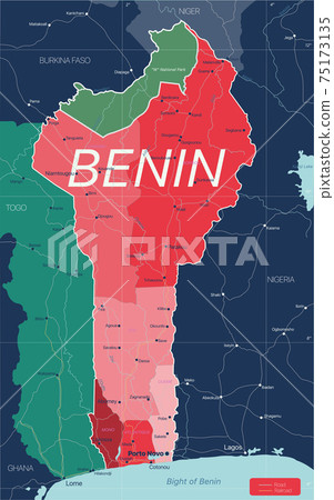 Benin country detailed editable map Benin country detailed editable map 75173135
