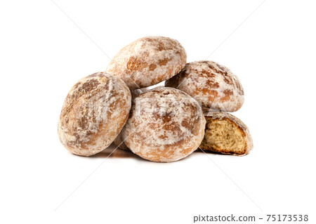 Gingerbread cookies on a white background. Homemade gingerbread cookies close-up. 75173538