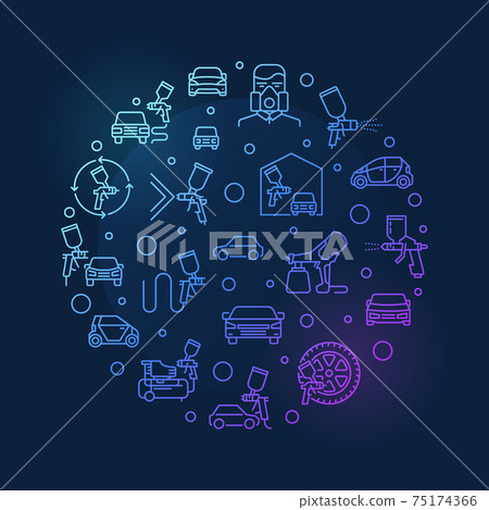 Car Body Painting vector round outline blue illustration Car Body Painting vector round outline blue illustration 75174366