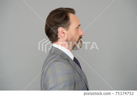 Man handsome mature bearded face wearing suit, formal  75174752